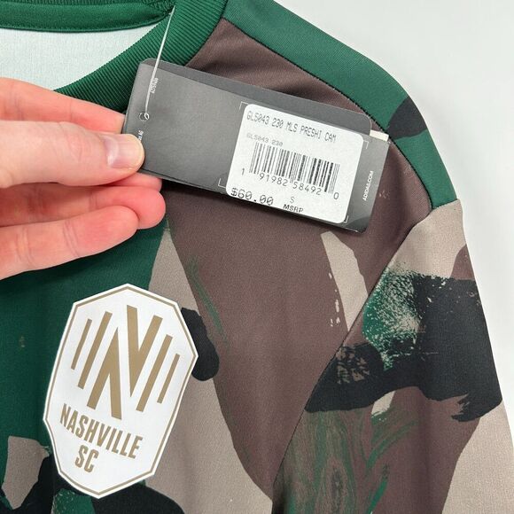 Adidas Nashville SC Camo Green Pre-Match MLS Soccer NWT Jersey Size Small - Picture 11 of 16